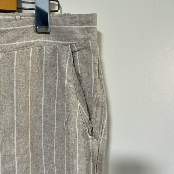Joie Wide-Leg Linen Blend Pants - Beige Stripe (US L) - Picture 9 of 13